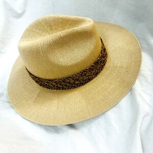 NWT Talbots Wide Brim Rancher Panama Hat Classic Boho Quiet Luxury Resort Vacay